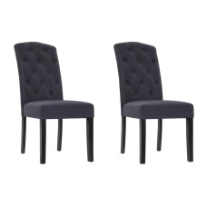 Artiss Dansk Dining Chairs Set of 2 - Dark Grey Linen Parsons Chair with Tufted Back, Foam Padding, Pinewood Frame Artiss Dansk Dining Chairs Set of 2 - Dark Grey Linen Parsons Chair with Tufted Back, Foam Padding, Pinewood Frame