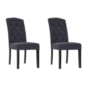 Artiss Dansk Dining Chairs Set of 2 - Dark Grey Linen Parsons Chair with Tufted Back, Foam Padding, Pinewood Frame