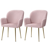 Artiss Velvet Dining Chairs Set of 2 - Plush Pink Armchair with Steel Legs, Luxurious Comfort & Style for Any Room