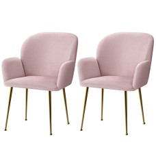 Artiss Velvet Dining Chairs Set of 2 - Plush Pink Armchair with Steel Legs, Luxurious Comfort & Style for Any Room