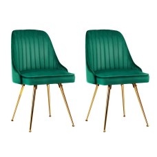 Artiss Velvet Dining Chairs Set of 2, Green, with Gold Splayed Legs - 44x41x80cm, High Resilience Foam, Timeless Design Artiss Velvet Dining Chairs Set of 2, Green, with Gold Splayed Legs - 44x41x80cm, High Resilience Foam, Timeless Design