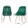 Artiss Velvet Dining Chairs Set of 2, Green, with Gold Splayed Legs - 44x41x80cm, High Resilience Foam, Timeless Design