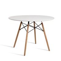 Artiss Round White Dining Table - 100CM, 4 Seater, Solid Beech Wood Legs, Reinforced MDF Top, Scratch-Proof Finish
