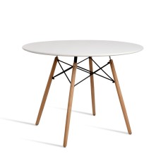 Artiss Round White Dining Table - 100CM, 4 Seater, Solid Beech Wood Legs, Reinforced MDF Top, Scratch-Proof Finish