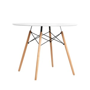Artiss Round White Dining Table - 4 Seater, 90CM Replica, 20mm MDF Top, Beech Wood Legs, Matte Finish, Anti-Slip Design