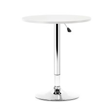 Artiss Bar Table, MDF & Steel, 60cm Round, White, Adjustable Height, 360° Swivel, Indoor/Outdoor Use
