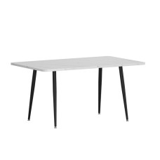 Artiss 1.5M Dining Table Marble Effect, Seats 4-6, Thick MDF Top, Metal Legs, White Black, Modern Kitchen Furniture