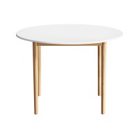 Artiss Demi 108CM Round White Dining Table - Nordic Elegance, Seats 4-6, Durable Pine Legs, Easy Assembly