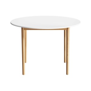 Artiss Demi 108CM Round White Dining Table - Nordic Elegance, Seats 4-6, Durable Pine Legs, Easy Assembly