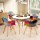 Artiss Dining Set: Mid-Century White Table & 4 Chairs with Beech Wood Legs, Scratch-Proof Finish, 100cm Diameter