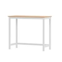 Artiss Ari Bar Table, Solid Pine Wood, 108CM, Pine & White, Rectangular, Sturdy Design, Home & Pub Use