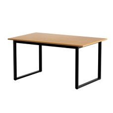 Artiss Eli 6-Seater Dining Table - 150CM Rectangular Wood Grain Top, Industrial Steel Legs, Scratch-Resistant Finish