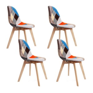 Artiss Set of 4 Retro Eiffel Dining Chairs, Linen Fabric, Beech Wood Legs, 46x42x75cm, Modern Design, 1-Year Warranty