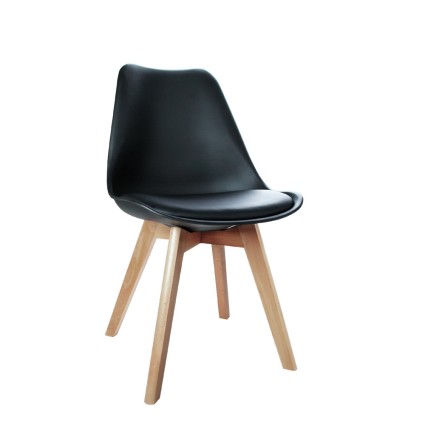 Artiss Set of 4 Black Leather DSW Replica Dining Chairs with PU Leather Seat and Beech Wood Legs, Eiffel Style