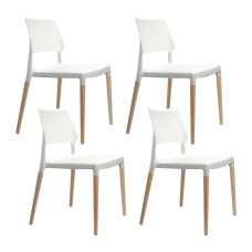 Artiss Dining Chairs Set of 4 White Belloch Replica, Solid Beech Wood Legs, Stackable, Indoor Outdoor Kitchen Use Artiss Dining Chairs Set of 4 White Belloch Replica, Solid Beech Wood Legs, Stackable, Indoor Outdoor Kitchen Use
