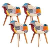 Artiss Set of 4 Retro Replica DSW Dining Chairs - Fabric Seat, Beech Wood Legs, 49x42x84cm, Mid-Century Modern Design
