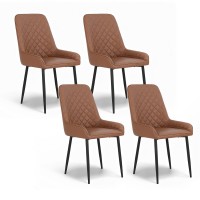 Artiss 4x Brown Retro Dining Chairs - PU Leather, Ergonomic Design, Metal Legs, 40x40x88cm - Kitchen, Cafe, Lounge