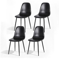Artiss 4x Retro PU Leather Dining Chairs - Black, Ergonomic, Metal Legs, 40x45x86cm, Easy Assembly, Comfy Padding