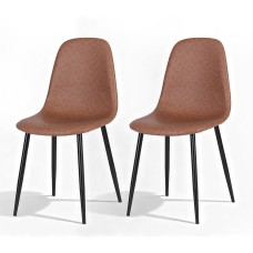 Artiss 2x Retro Dining Chairs Brown - PU Leather, Ergonomic Design, Metal Legs, 40x45x86cm, Perfect for Kitchen & Cafe Artiss 2x Retro Dining Chairs Brown - PU Leather, Ergonomic Design, Metal Legs, 40x45x86cm, Perfect for Kitchen & Cafe