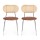 Artiss 2x Brown Dining Chairs - PU Leather Seat, Rattan Back, Ergonomic Design, Metal Legs, 49x50x83cm - Retro Charm