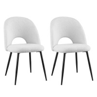 Artiss Set of 2 Boucle Sherpa Dining Chairs, White, Modern Curved Back, Metal Legs, 47x46x81cm, 150kg Capacity