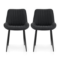 Artiss Retro PU Leather Dining Chairs Set of 2 - Black, Ergonomic, Sturdy Metal Legs, 82cm, Easy Assembly, 1-Year Warranty