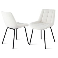 Artiss 2x Beige Velvet Tufted Dining Chairs - Ergonomic Design, Metal Legs, 51x44x80cm for Kitchen, Lounge, Cafe