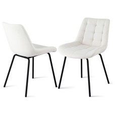 Artiss 2x Beige Velvet Tufted Dining Chairs - Ergonomic Design, Metal Legs, 51x44x80cm for Kitchen, Lounge, Cafe