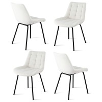 Artiss 4x Beige Velvet Dining Chairs, Tufted Design, Ergonomic, Metal Legs, 51x44x80cm for Kitchen, Lounge, Cafe