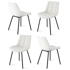 Artiss 4x Beige Velvet Dining Chairs, Tufted Design, Ergonomic, Metal Legs, 51x44x80cm for Kitchen, Lounge, Cafe