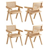 Artiss Set of 4 Dining Chairs - Natural Rubber Wood Frame, Rattan Seat, Ergonomic Design, 120kg Capacity, Easy Assembly