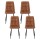 Artiss 4x Retro PU Leather Dining Chairs, Brown - Ergonomic Curved Back, Sturdy Metal Legs, 43x43x90cm, Easy Assembly