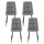 Artiss 4x Retro Dining Chairs, Grey PU Leather, Ergonomic Backrest, Metal Legs, 43x43x90cm, Perfect for Kitchen & Lounge