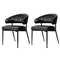 Artiss Yolanda Dining Chairs Set of 2, Black PU Leather, Metal Frame, 150kg Capacity, 49x52x77cm, 1-Year Warranty