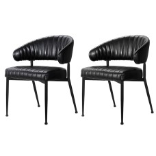 Artiss Yolanda Dining Chairs Set of 2, Black PU Leather, Metal Frame, 150kg Capacity, 49x52x77cm, 1-Year Warranty