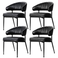 Artiss Yolanda Dining Chairs Set of 4 - Black PU Leather, Metal Frame, Plush Cushioning, 150kg Capacity, Elegant Design