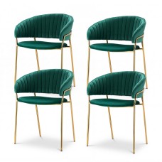Artiss Dalia Set of 4 Velvet Dining Chairs - Green, Metal Frame, Plush Cushions, 150KG Capacity, 77.5cm Height Artiss Dalia Set of 4 Velvet Dining Chairs - Green, Metal Frame, Plush Cushions, 150KG Capacity, 77.5cm Height
