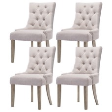 Artiss Cayes Dining Chairs Set of 4, French Provincial Style, Beige Linen, 13cm Cushion, Rubber Wood Legs, 89cm Height Artiss Cayes Dining Chairs Set of 4, French Provincial Style, Beige Linen, 13cm Cushion, Rubber Wood Legs, 89cm Height