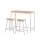 Artiss Solid Wood Bar Table & Stool Set - Pine & White, 3-Piece Dining Desk with Smooth Finish & Anti-Slip Protectors
