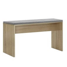 Artiss NATU 90cm Oak Dining Bench - Upholstered Seat, Sturdy 15mm Particle Board, Faux Linen, Natural Wood Grain Finish