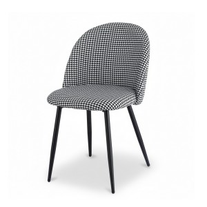 Artiss Houndstooth Linen Dining Chairs Set of 2 - Modern Design with Solid Metal Legs, 150kg Capacity, Anti-Slip Feature