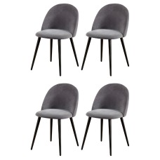 Artiss Velvet Dining Chairs Set of 4 - Dark Grey, Solid Iron Legs, Anti-Slip, Easy Assembly, 150kg Capacity