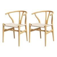 Artiss Wishbone Dining Chairs Set of 2 - Wooden Frame, Rattan Seat, Ergonomic Design, 120kg Capacity, 1-Year Warranty