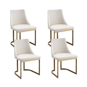Artiss Balen Dining Chairs Set of 4 - Beige Linen, Sturdy Plywood Frame, Plush Cushions, 47x53x86cm, 150KG Capacity
