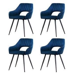 Artiss Velvet Dining Chairs Set of 4 - Blue, Plush Upholstery, Steel Legs, 150kg Capacity, Luxurious Comfort