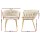 Artiss Velvet Dining Chair Beige, Hand-Woven Backrest, Armrests, Steel Legs, 63x50x69cm, 150kg Capacity