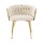 Artiss Velvet Dining Chair Beige, Hand-Woven Backrest, Armrests, Steel Legs, 63x50x69cm, 150kg Capacity