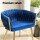 Artiss Set of 2 Velvet Dining Chairs, Hand-Woven Backrest, Armrest, Solid Steel Legs, Blue, 60x50x69cm