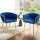 Artiss Set of 2 Velvet Dining Chairs, Hand-Woven Backrest, Armrest, Solid Steel Legs, Blue, 60x50x69cm