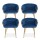 Artiss Set of 4 Velvet Dining Chairs - Blue - Hand-Woven Backrest, Solid Wood Frame, Steel Legs, 150kg Capacity